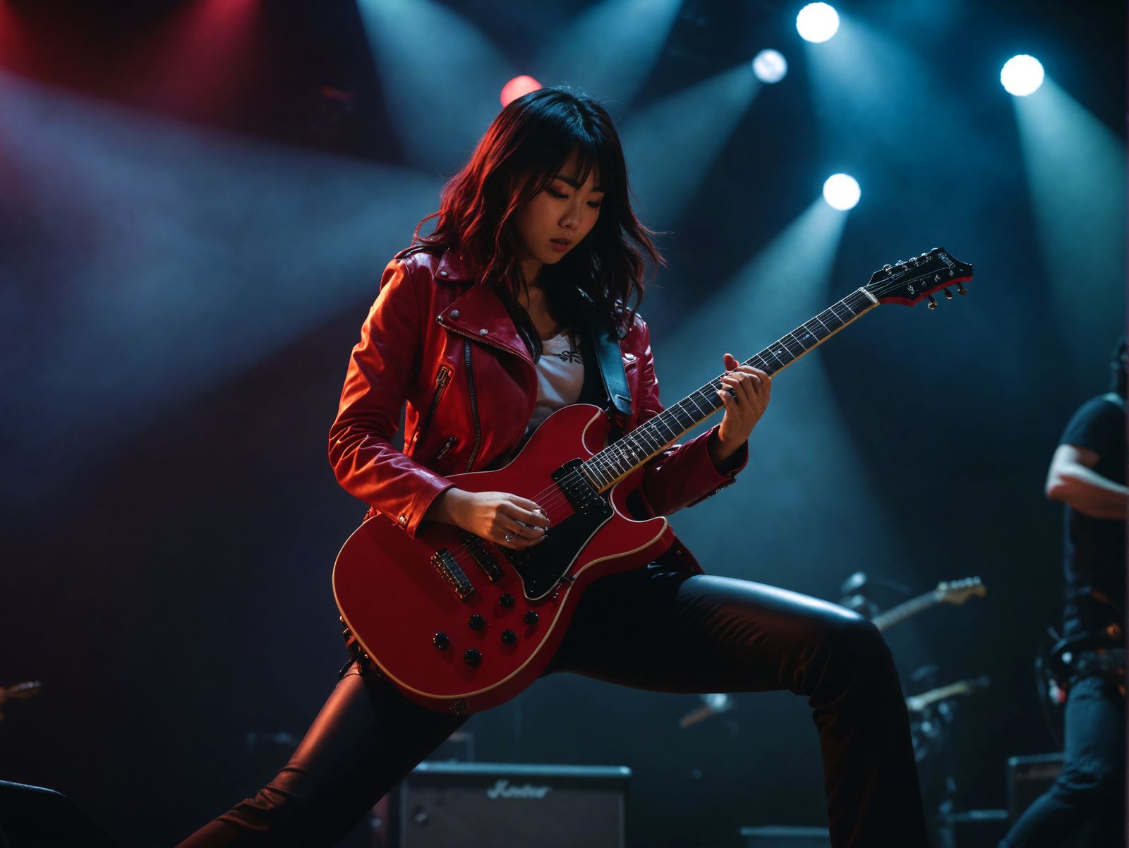 Japanese Girl Rocks Stage in Cinematic Film Still