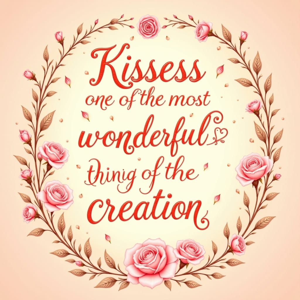 Romantic Floral Text Art in Art Nouveau Style