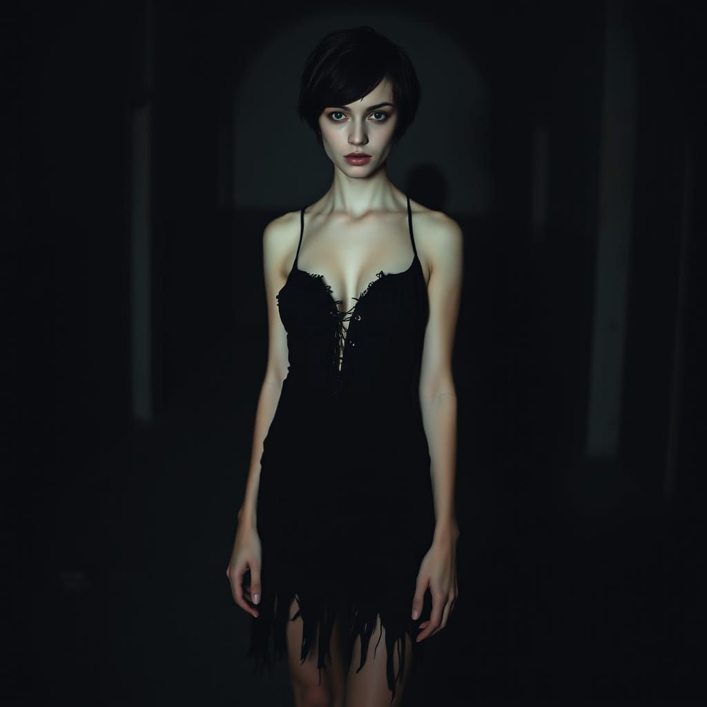 Ethereal Gothic Goddess in Abandoned Shadows