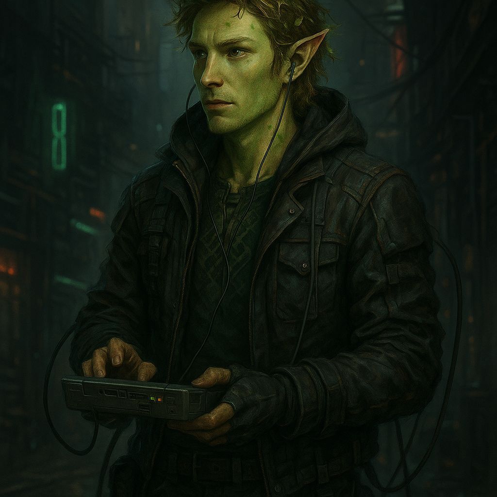 Shadowrun Male Dryad Decker in Cyberpunk Style