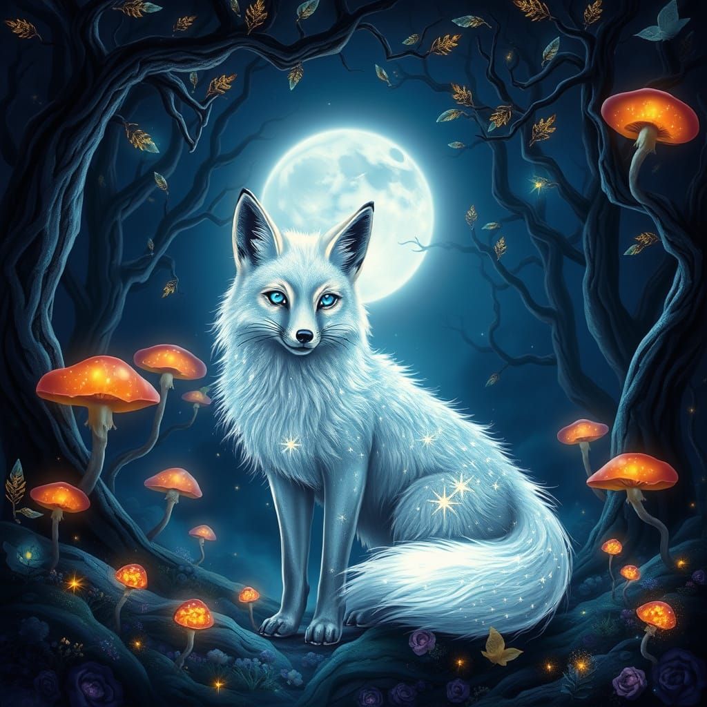 Moonlit Fox in Cosmic Astral Style