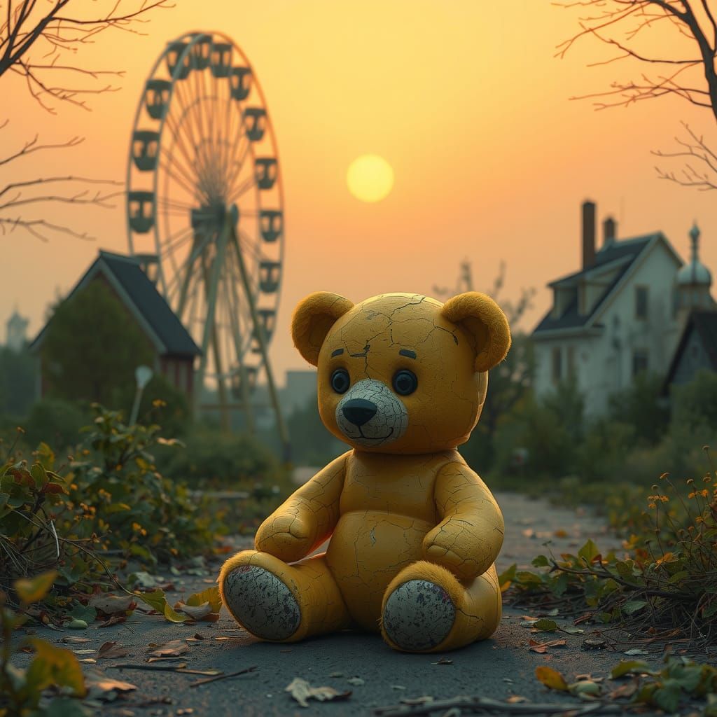 Radioactive Teddy Bear in Chernobyl: Digital Art