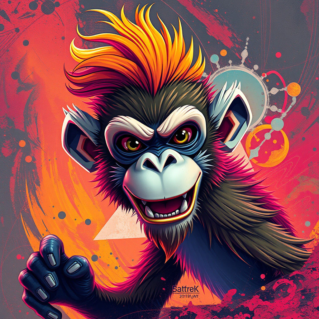 Vibrant Portrait of Hit-Monkey in Fantasy Concept Art