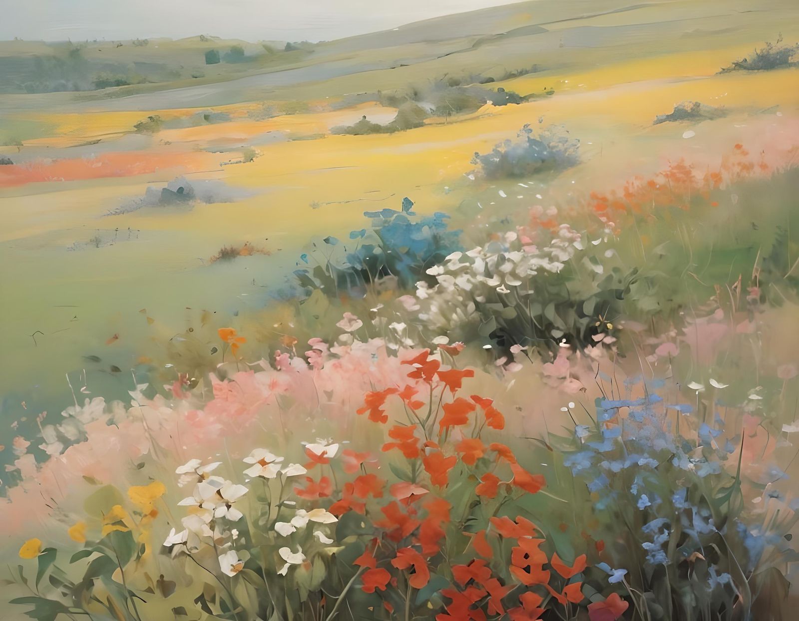 Wildflower Thicket in Broken Color Style