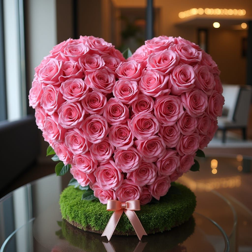 Luxurious Heart-Shaped Floral Arrangement in Modern Minimali...