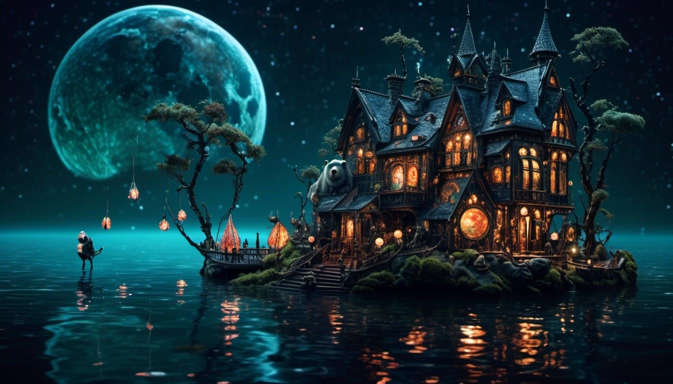 Midnight Lakeside Cosmic Splendor Microphotography