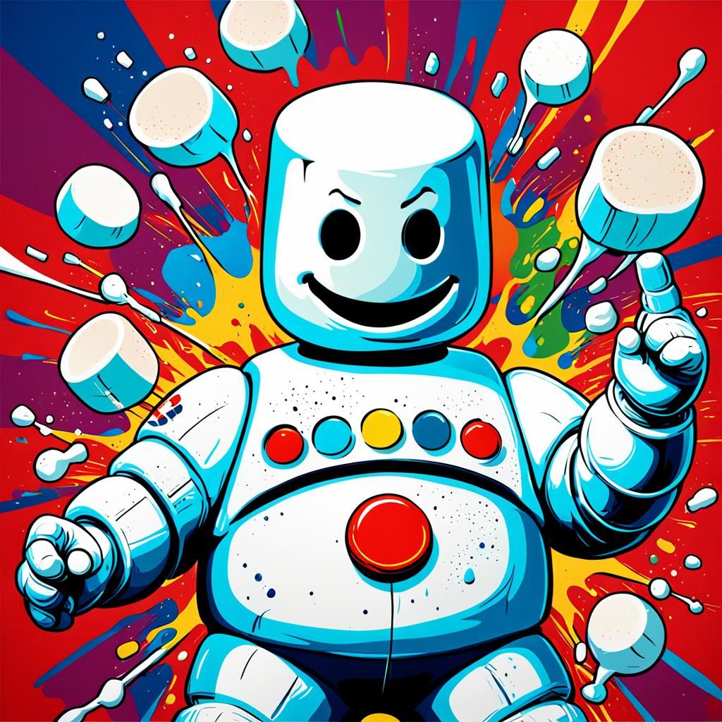 Marshmallow Man in Pop Art Screen Print Style