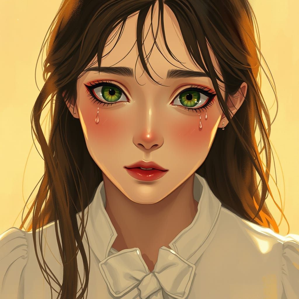 Woman with Tears: Poetic Realism Portrait