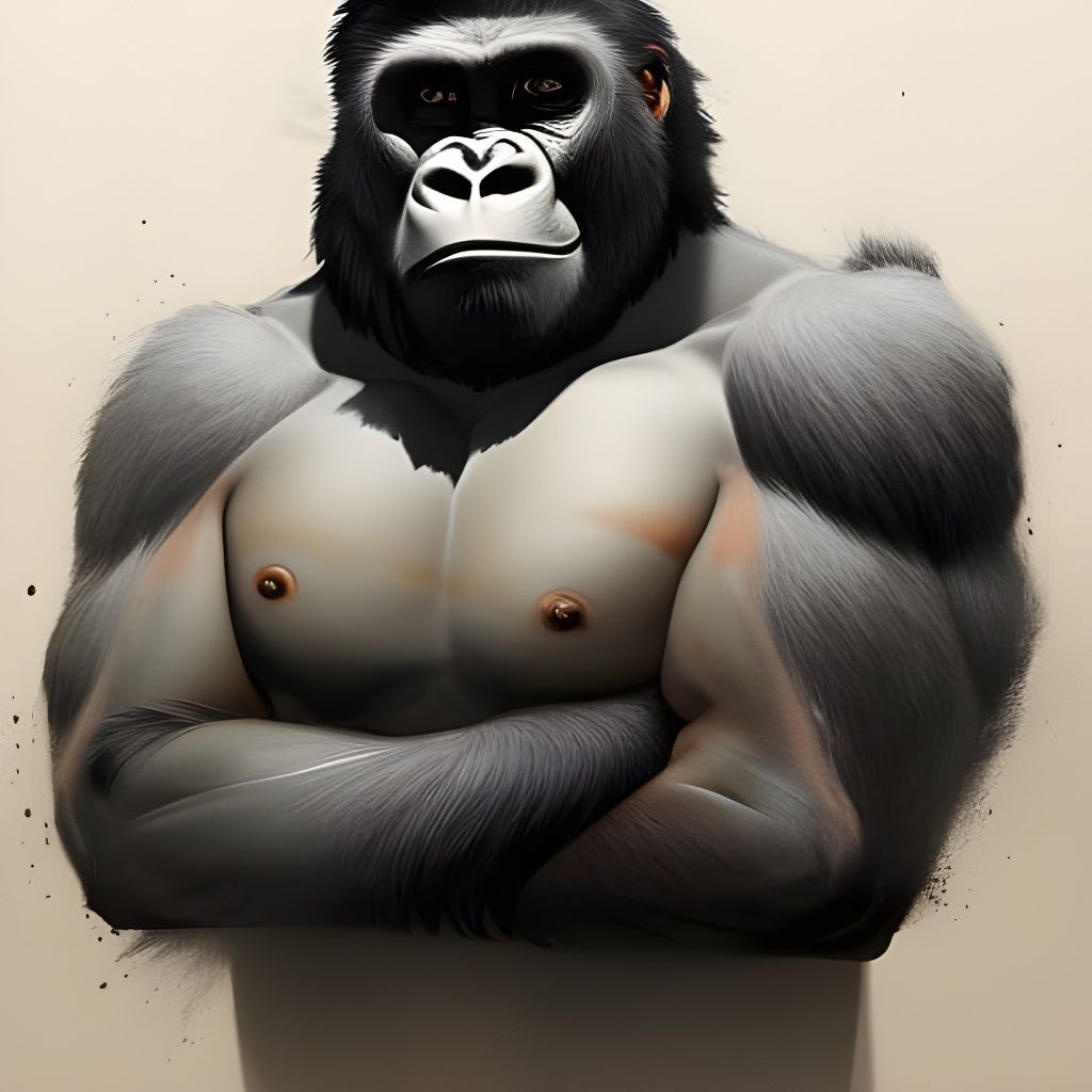 Chibi Gorilla Portrait in Detailed Digital Art