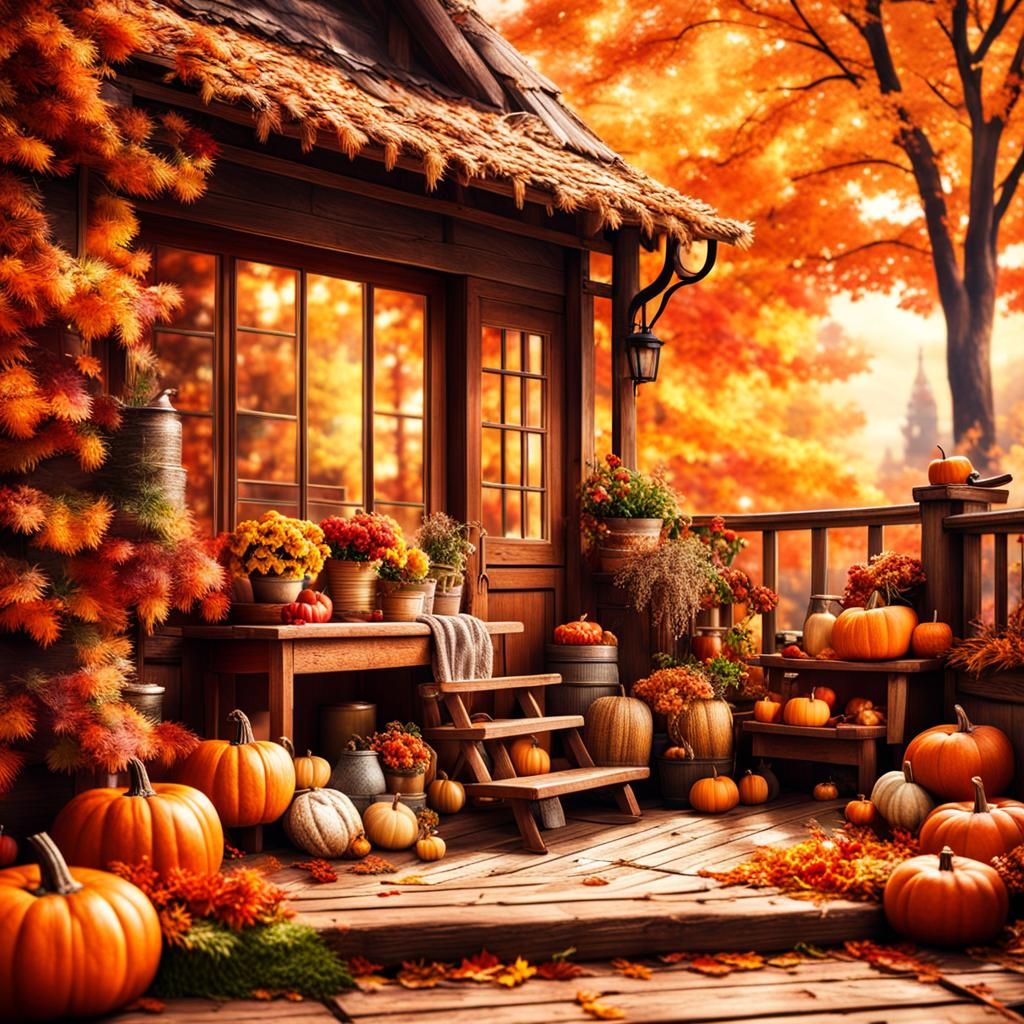 Cozy Autumn Home in Hyperrealistic Style