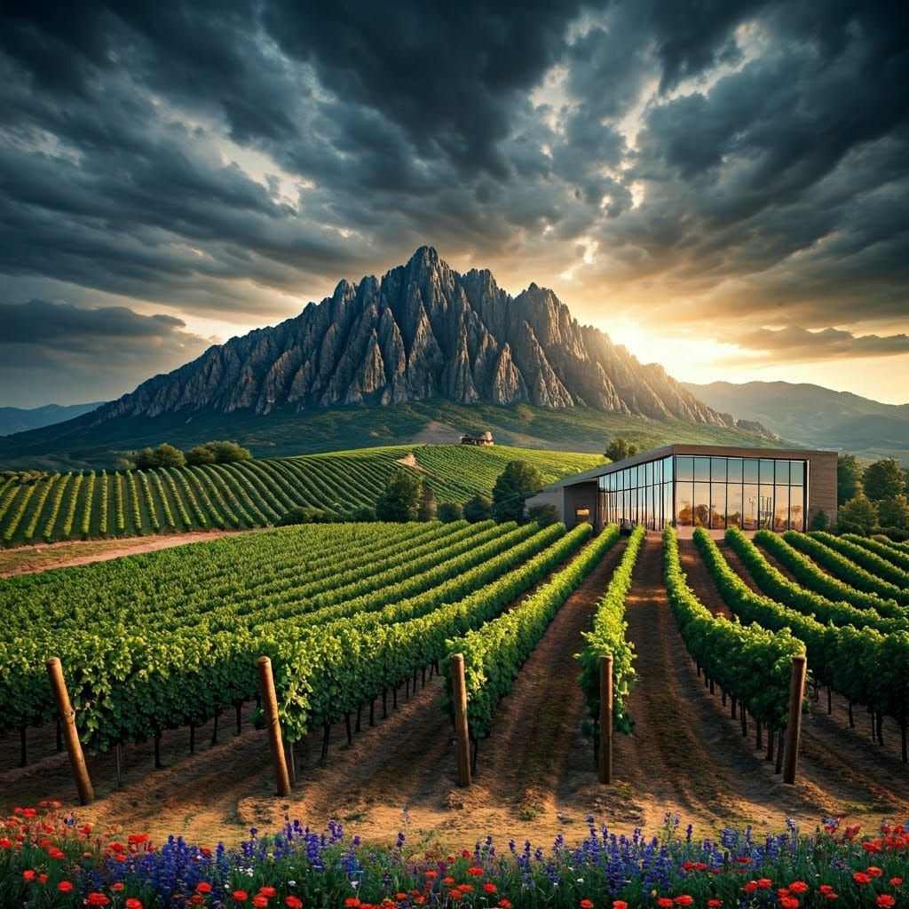 Mountain Vineyard in Dramatic Cinematic Style