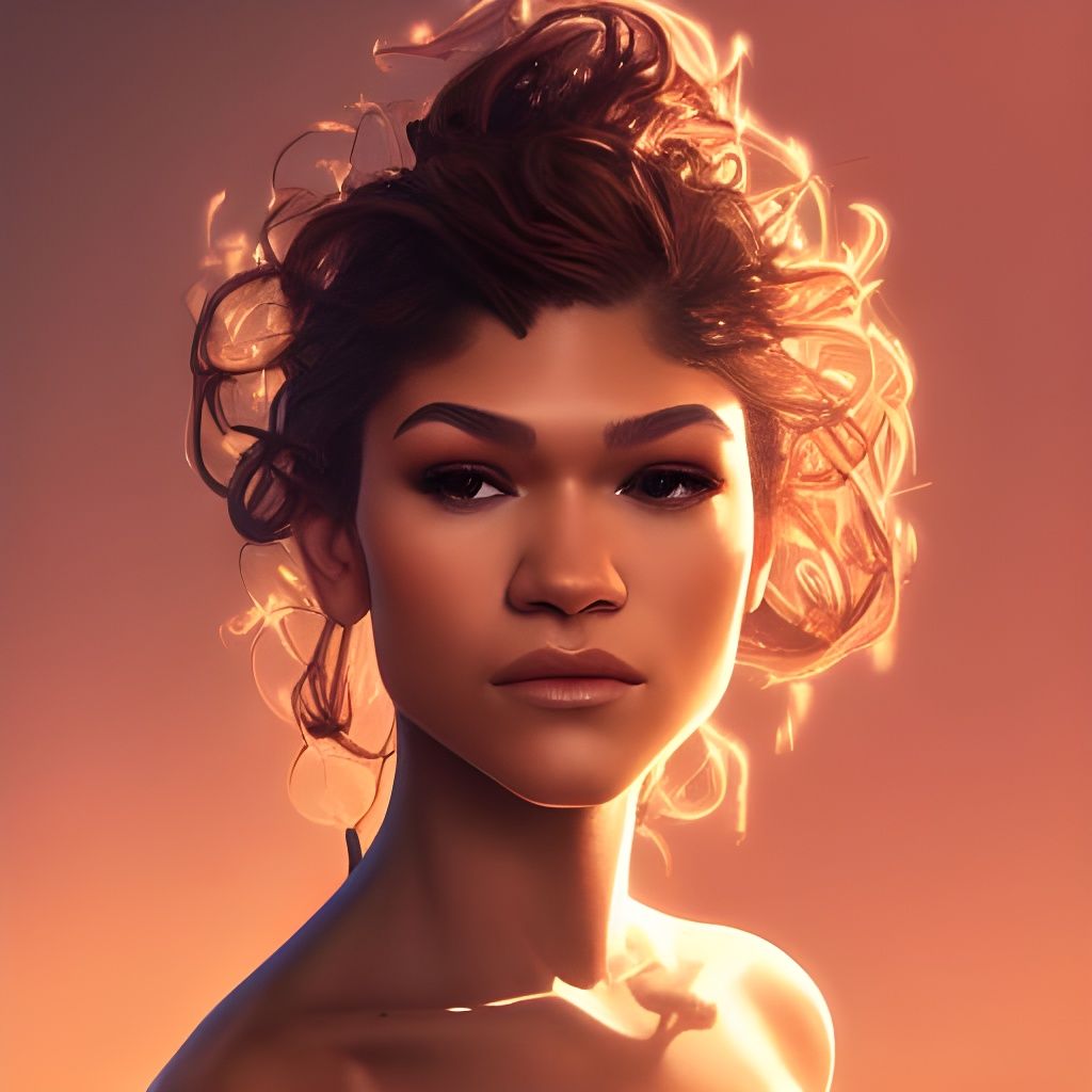 Zendaya Portrait in Hyperdetailed Digital Art Style