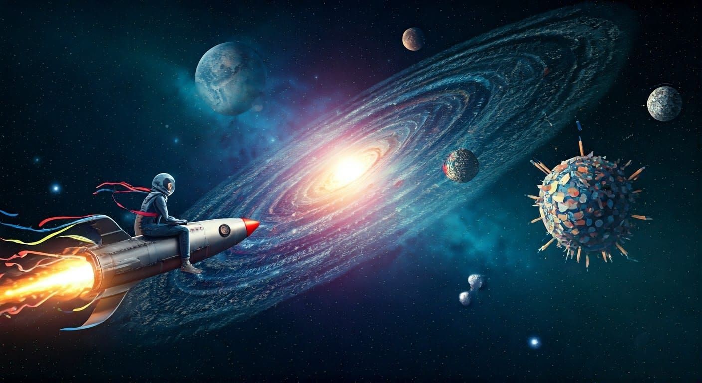 Students Explore Book Planets in Psychedelic Futurism