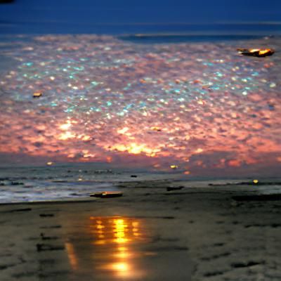 Shimmering Sunset Over Beach Sky