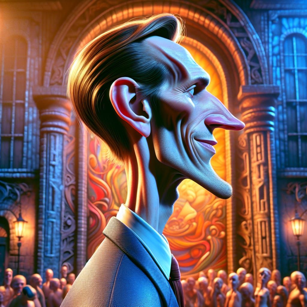 Hyperrealistic Man with Abstract Background