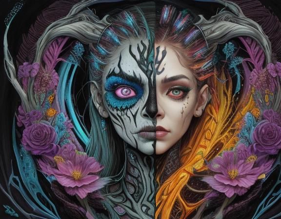 Disturbing Biohorror Creature with Android Eyes as Watercolo...