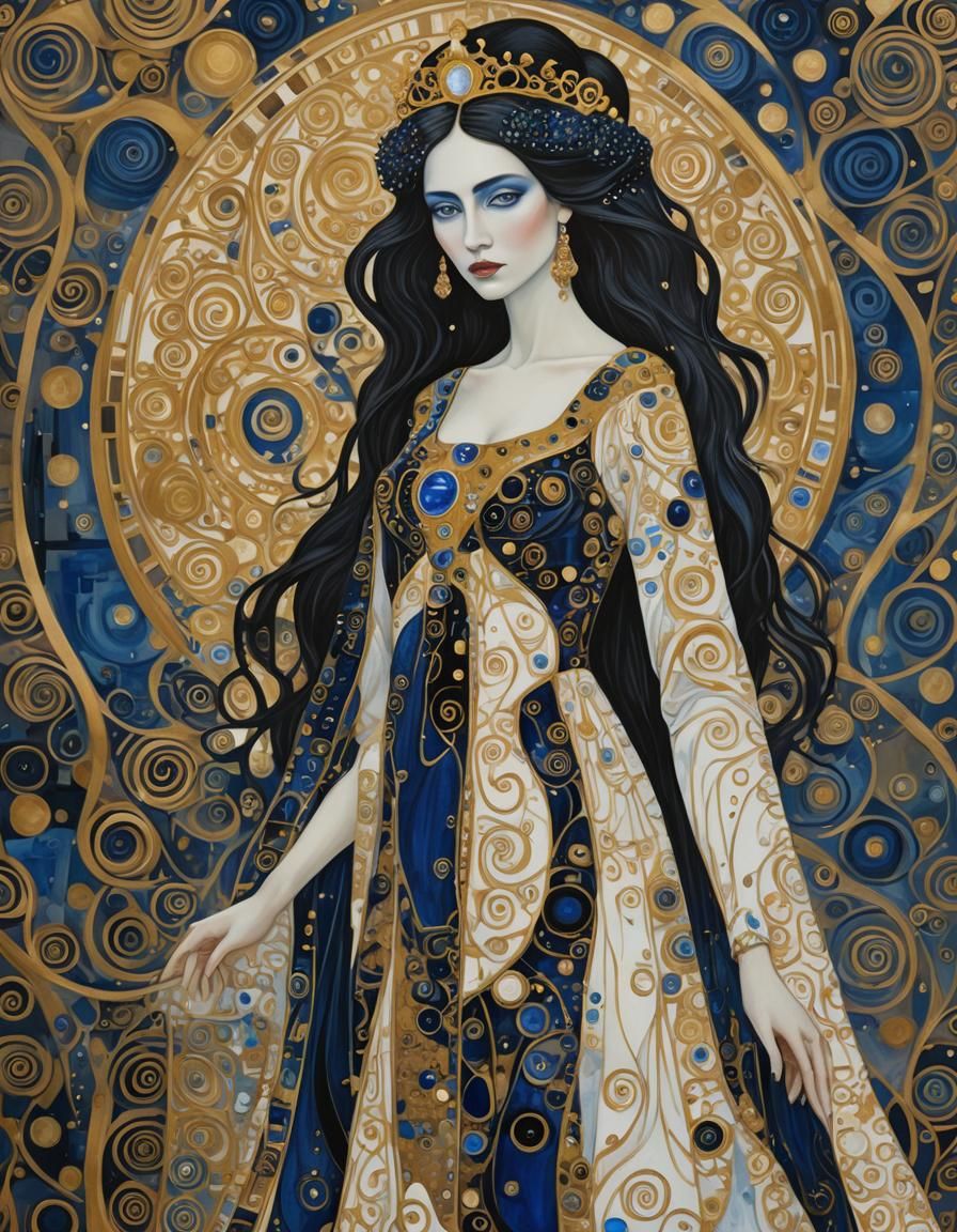 Abstract Queen of the Night in Klimt Style