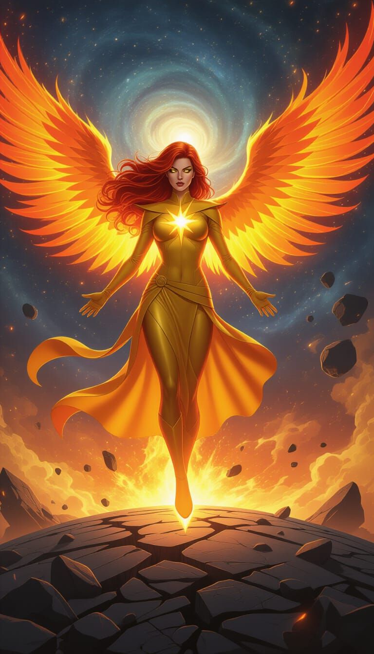 Jean Grey as Phoenix in Celestial Fantasy Illustration