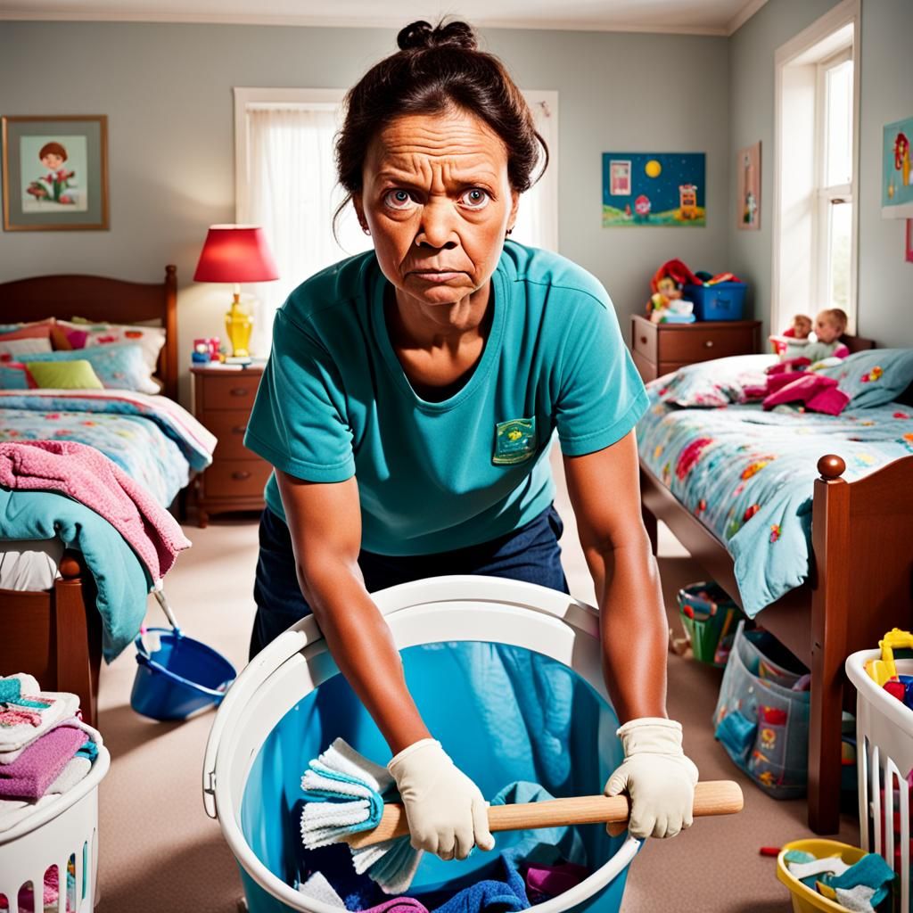 Mother Determined to Clean Children's Messy Bedroom