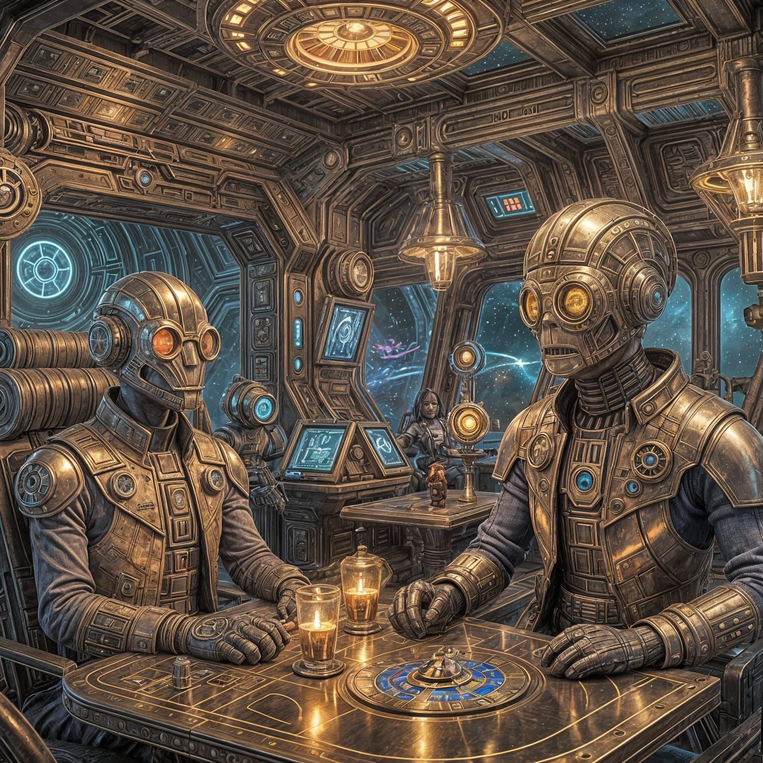 Aliens Play Hologram Game in Steampunk Spaceship