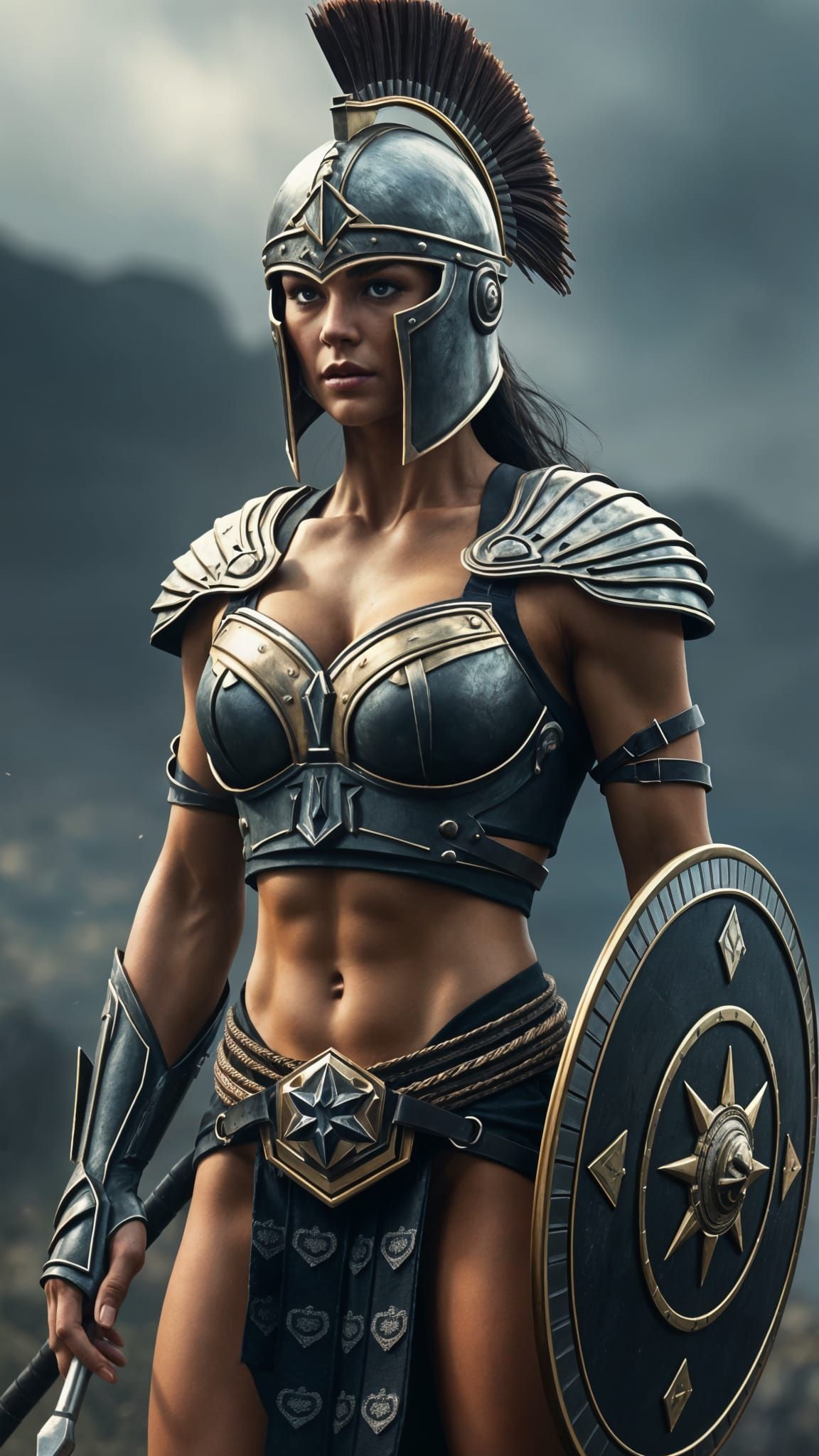 Epic Spartan Warrior Woman Digital Painting