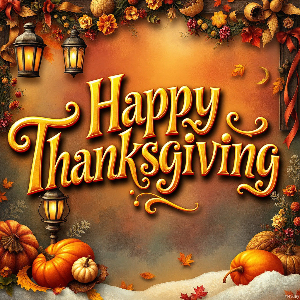 Golden Thanksgiving Greetings in Fairy Tale Style