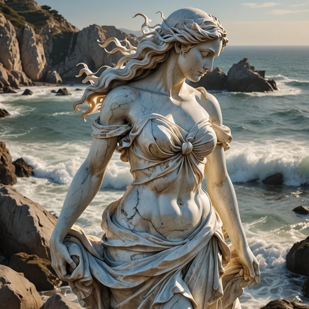 Aphrodite Marble Sculpture by the Sea