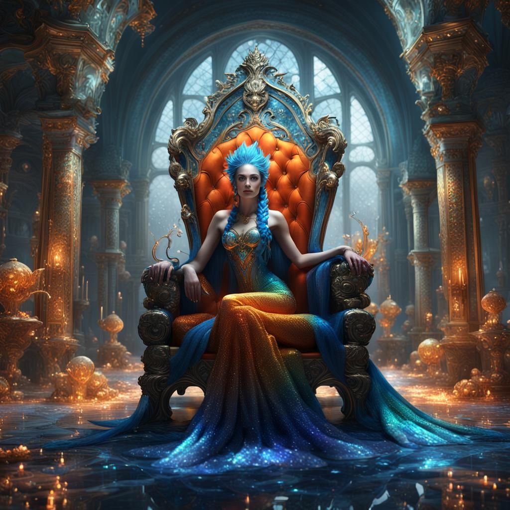Mermaid on Crystal Throne: Fantasy Concept Art