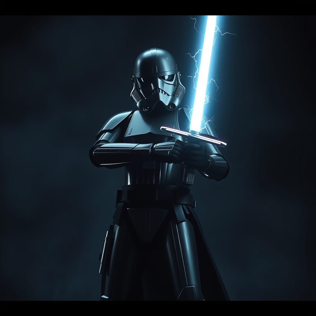 Epic Stormtrooper of Death in Cinematic Film Style with Ligh...
