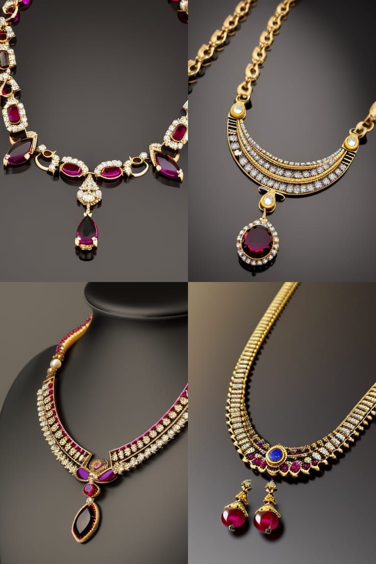 Elegant Ruby and Gold Necklace in Retro Style