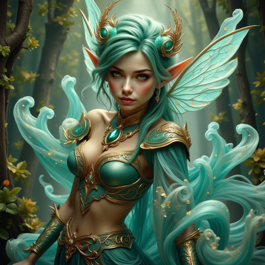 Enchanting Elf in a Vibrant Wonderland Landscape