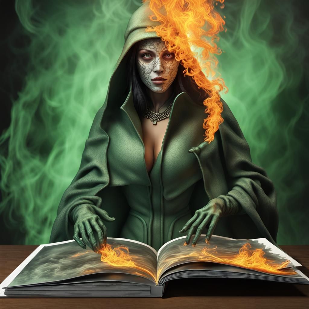 Fiery 3D Flame Portrait of a Burning Robber