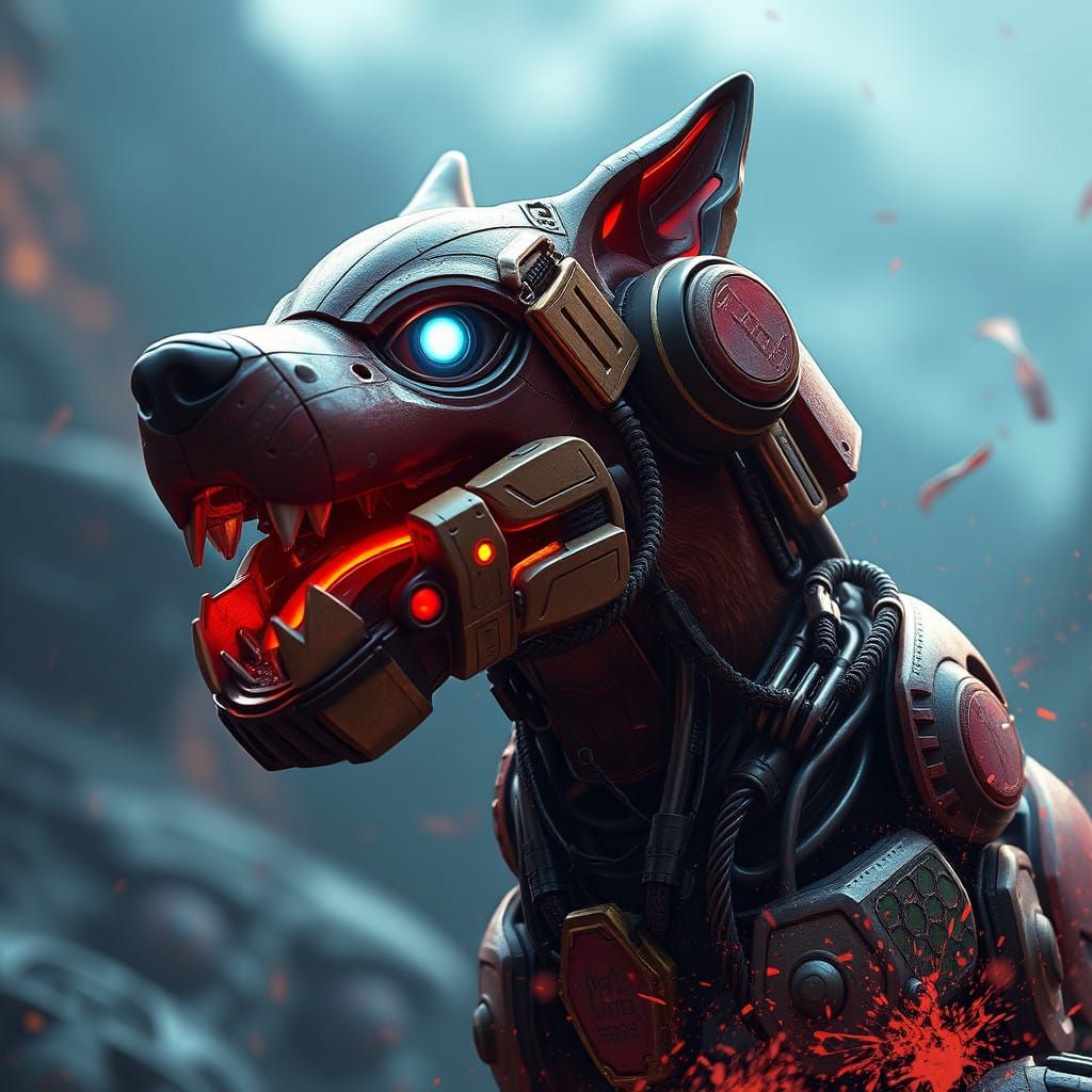 Surreal Robot Companion in Fantasy Landscape