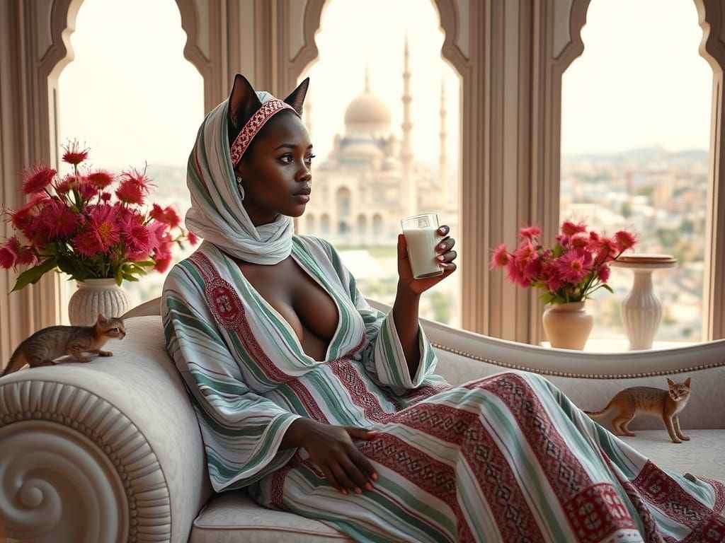 Woman with Cat Ears Lounging in Djibouti