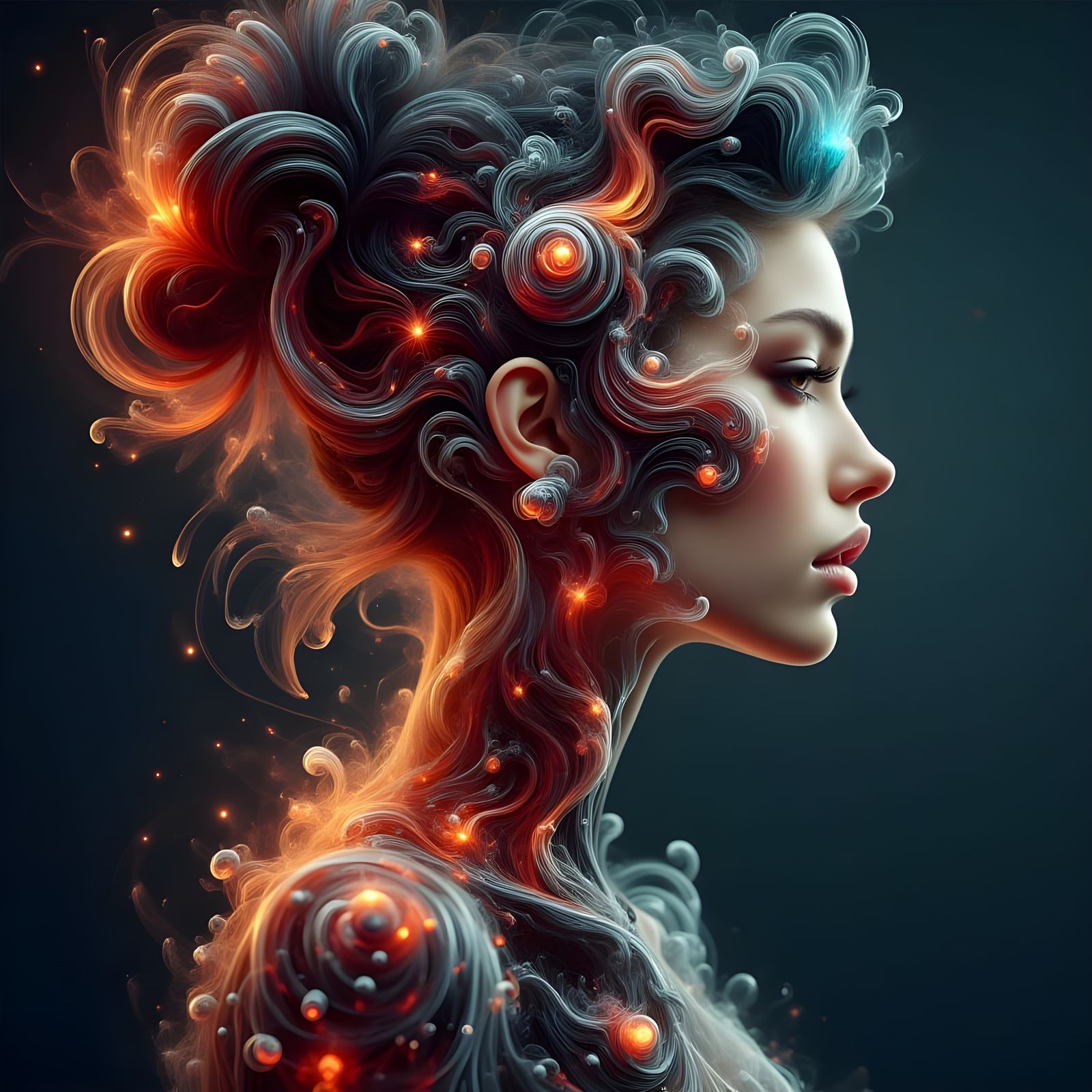 Cyberpunk Portrait: Half Human, Half Robot in 8K