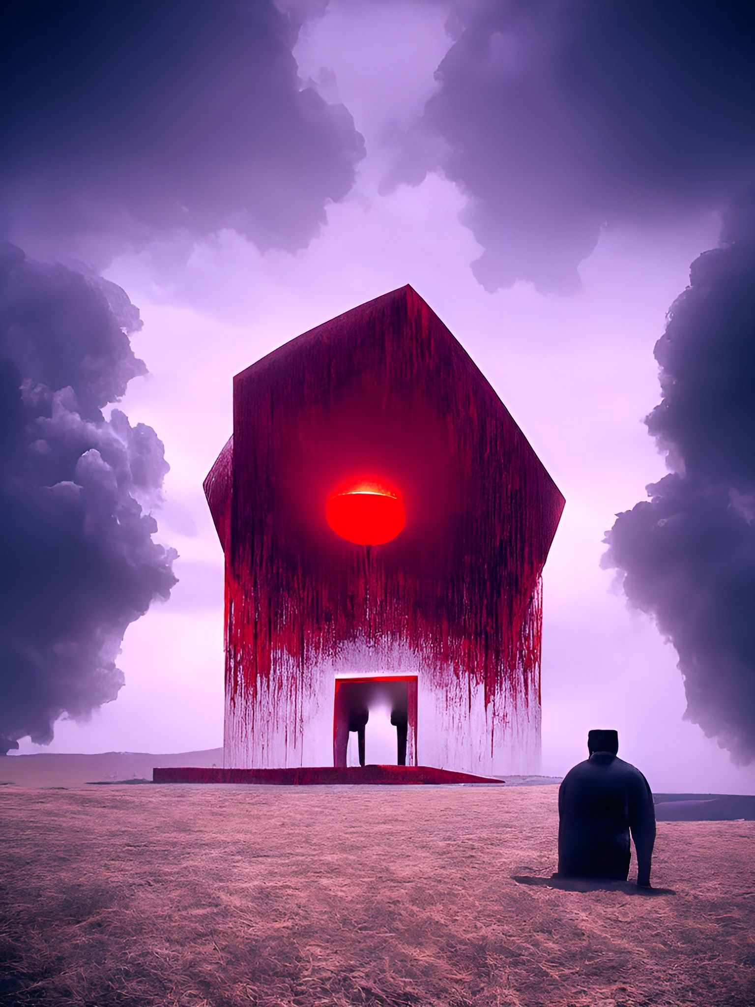 Horrific Minimalist Rendering in Stark Blood Red