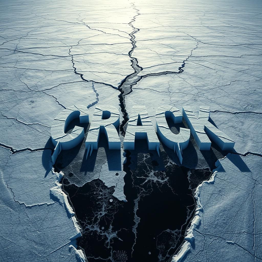 Frozen Lake with Cracks in Burton Style