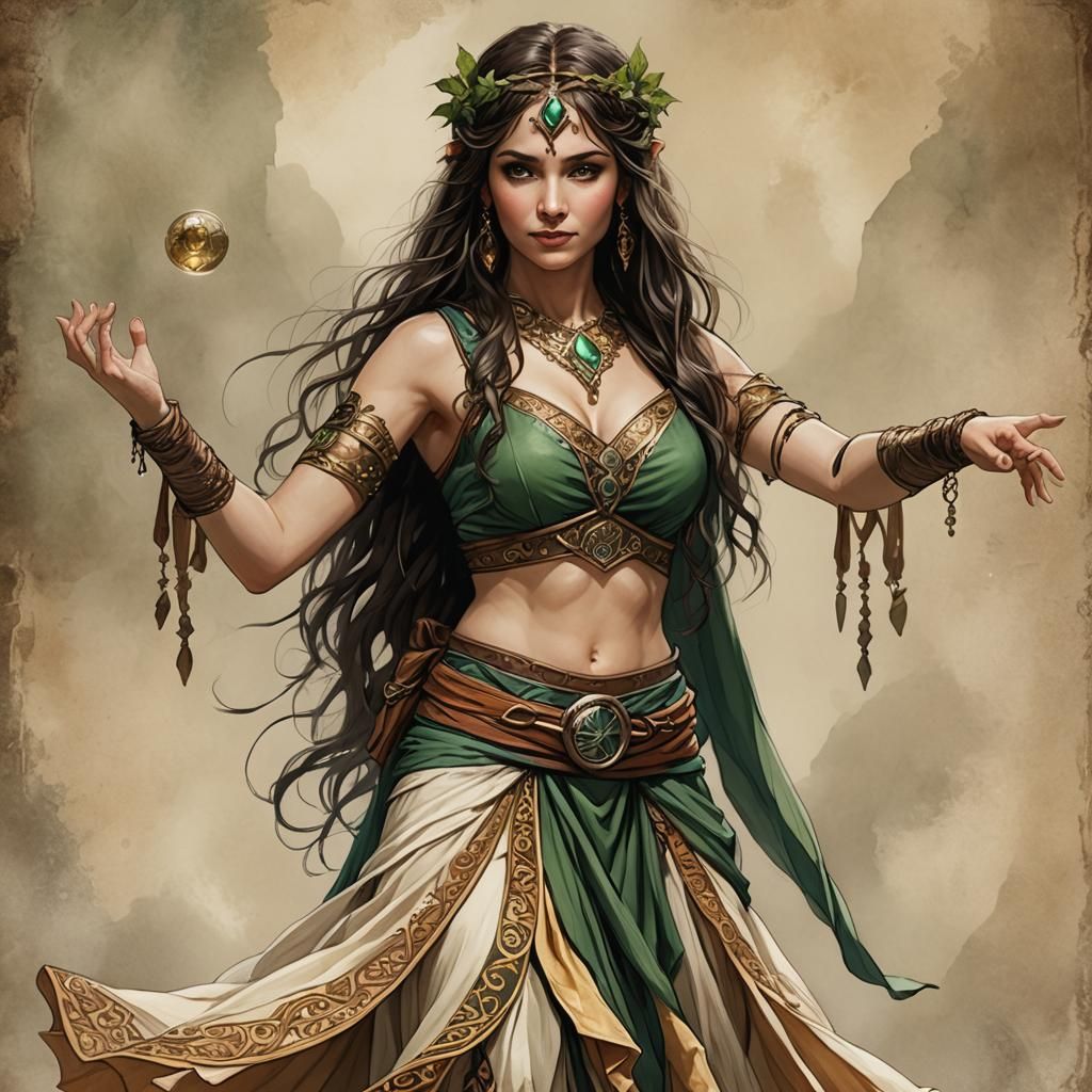 Female Hobbit Bellydancer Illustration