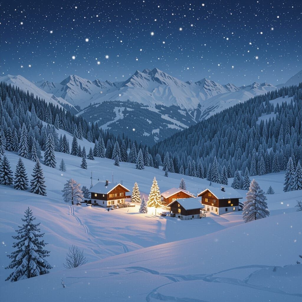 Festive Christmas Alps Landscape
