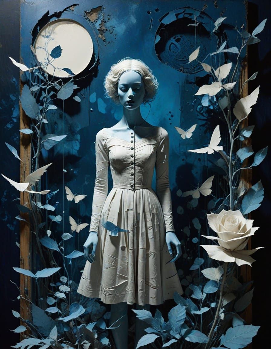 Ethereal Woman in a Melancholic Landscape