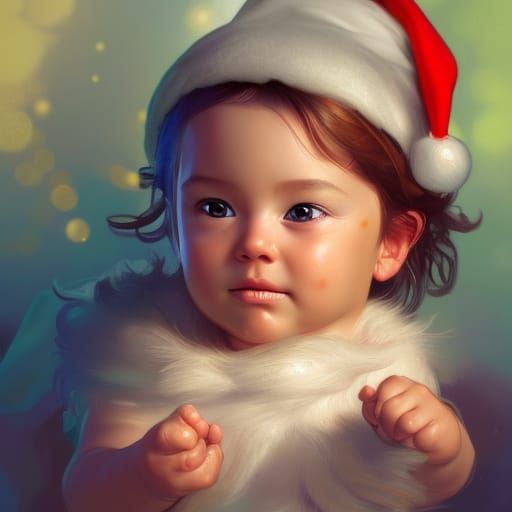 Festive Christmas Baby Portrait in Detailed Digital Art