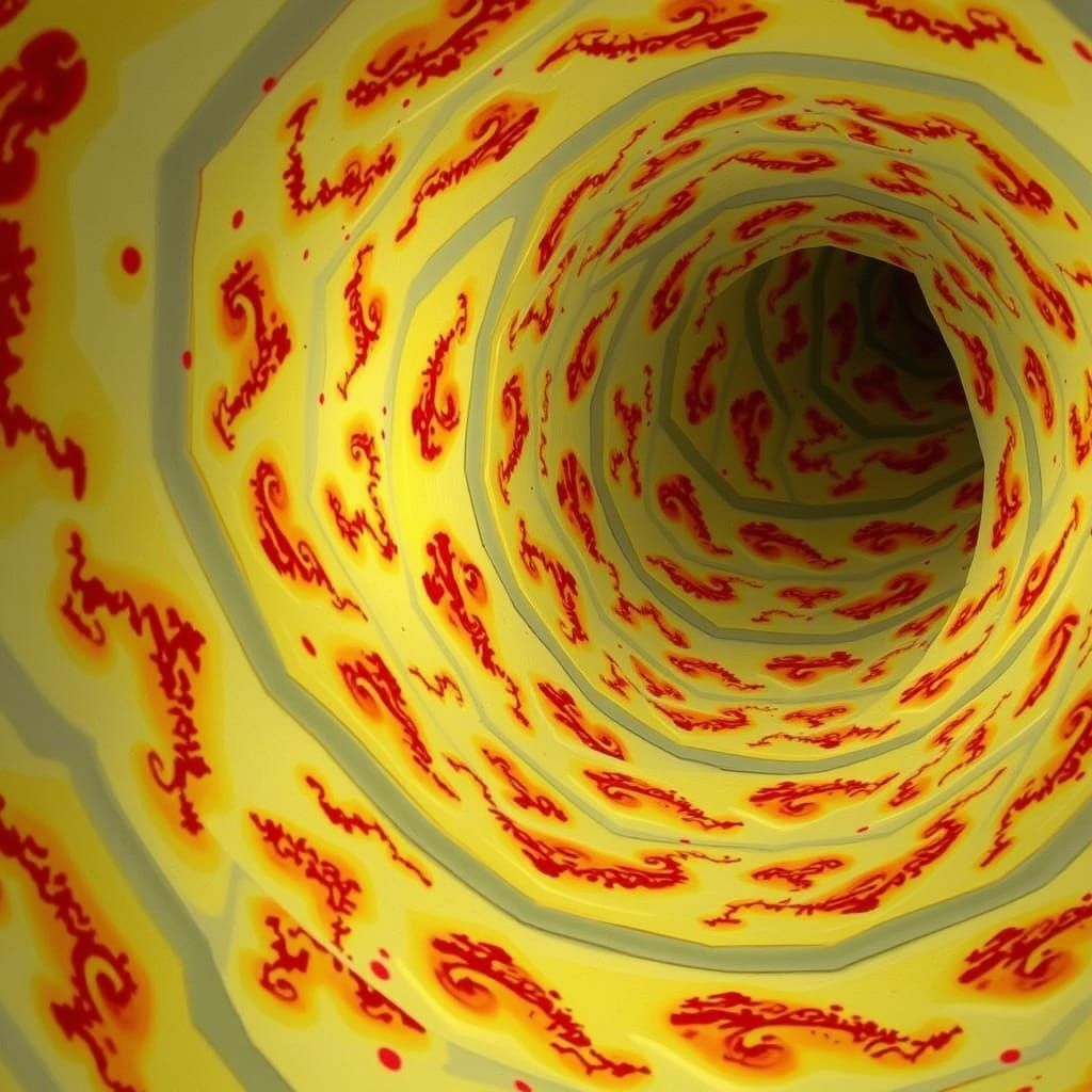 Surreal Landscape With Pink Skin and Golden Leaves