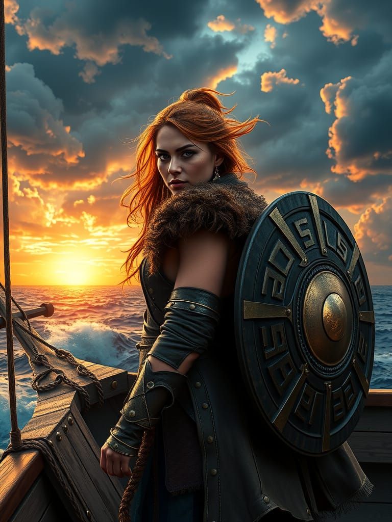 Viking Warrior in Regal Leather Armor