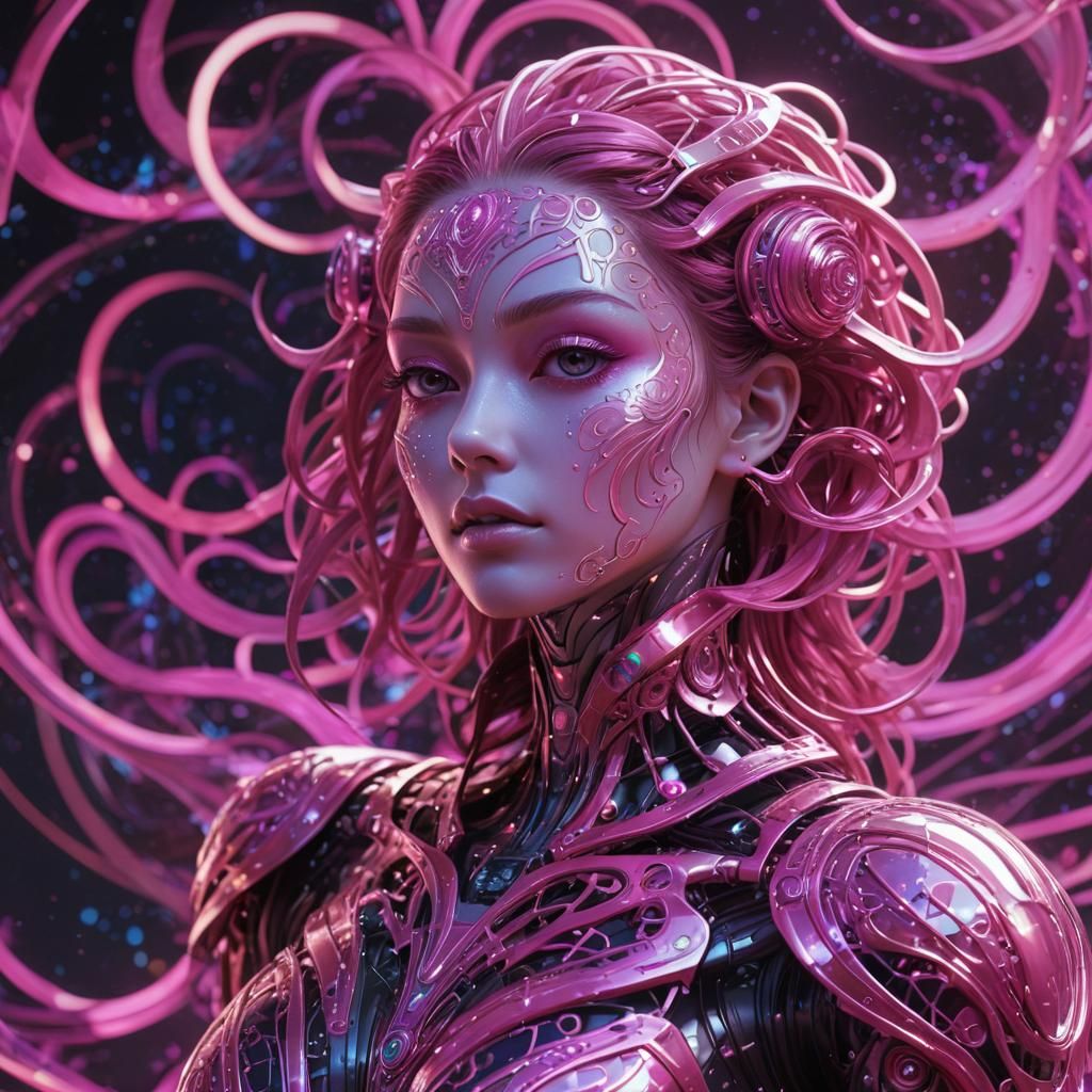 Celestial Nexus in Neon Anime Style