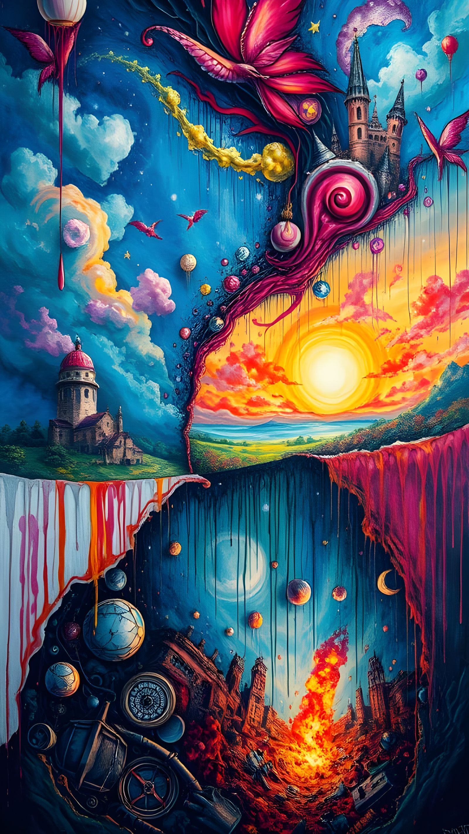 Surreal Fairyland Meltdown: A Fantasy Acrylic Masterpiece