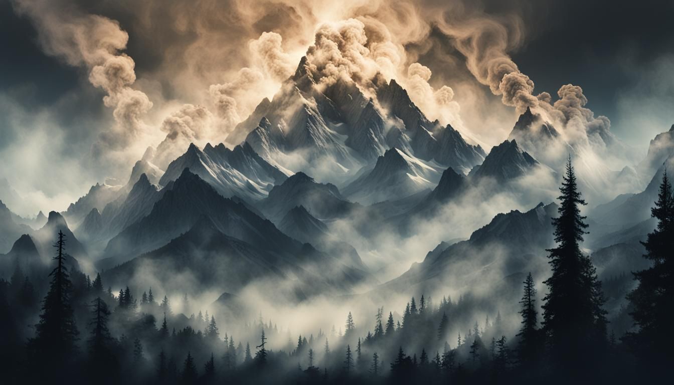 Smoky Mountain Range: A Mysterious AI-Generated Scene