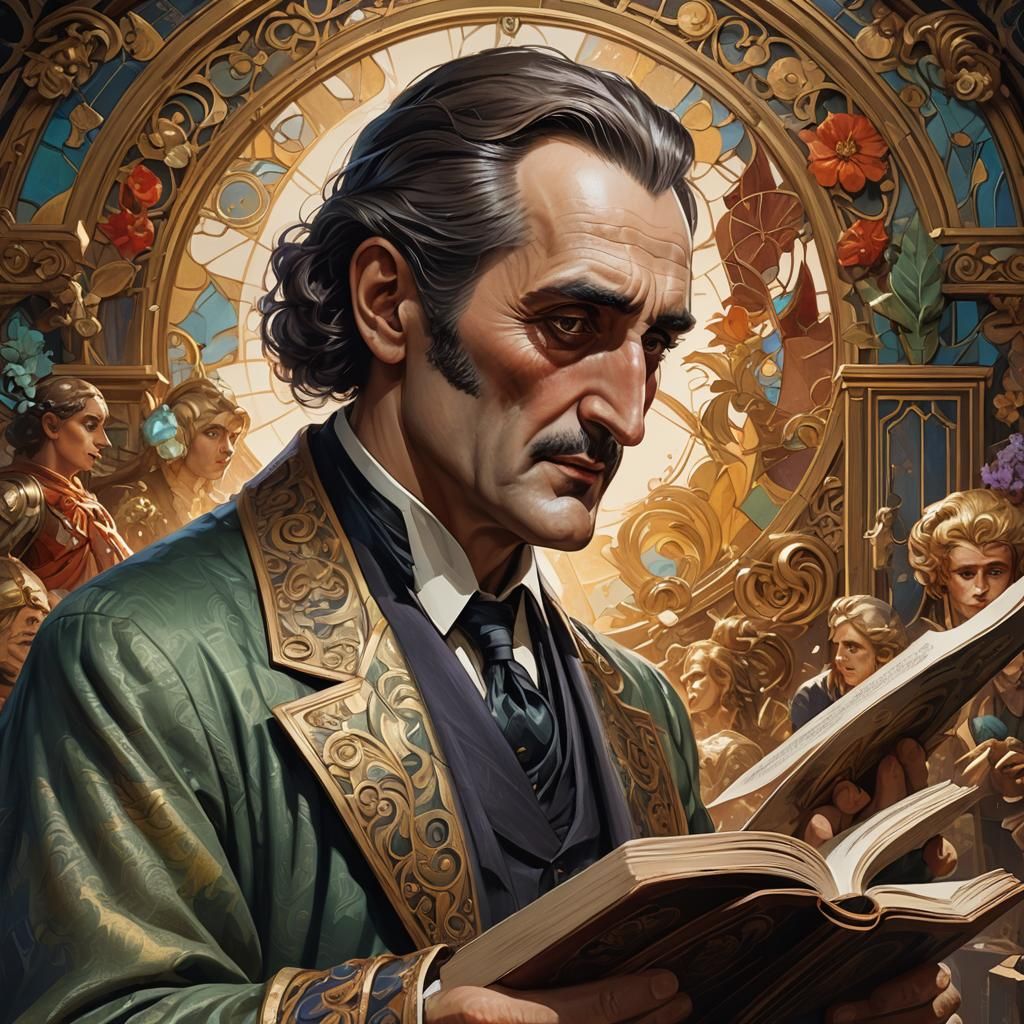 Basil Rathbone Portrait Reading Aloud: Artgerm Style