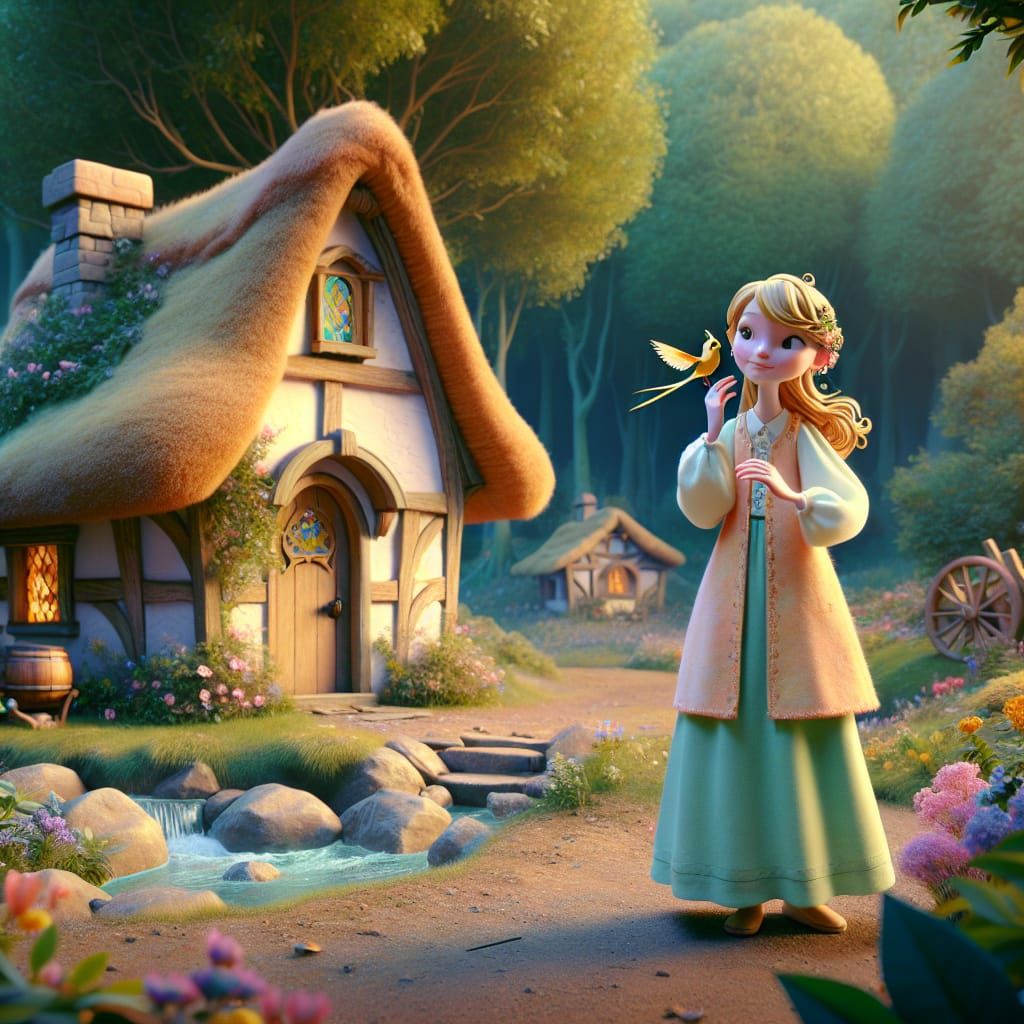 Disney Pixar style 3D adorable beautiful Little Briar Rose, ...