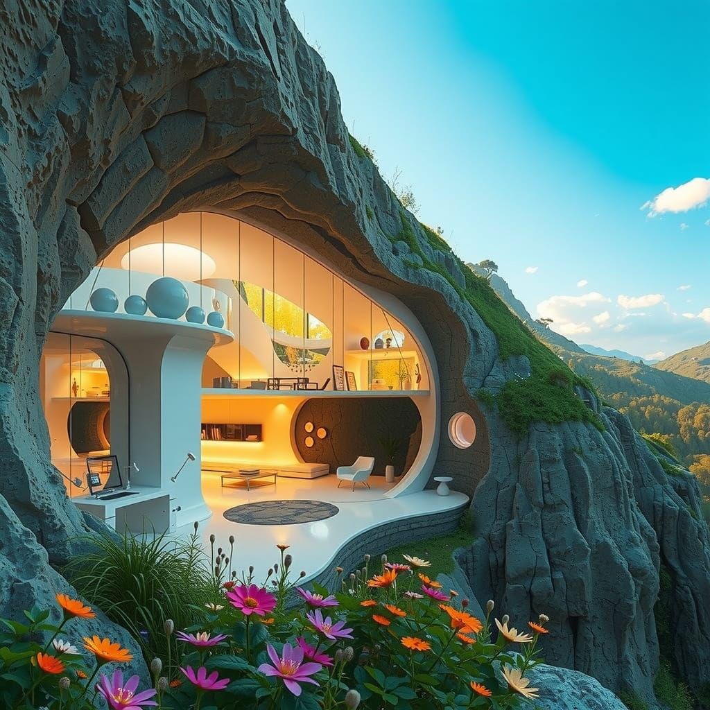 Eco-Friendly Subterranean Oasis with Serene Garden and Minim...