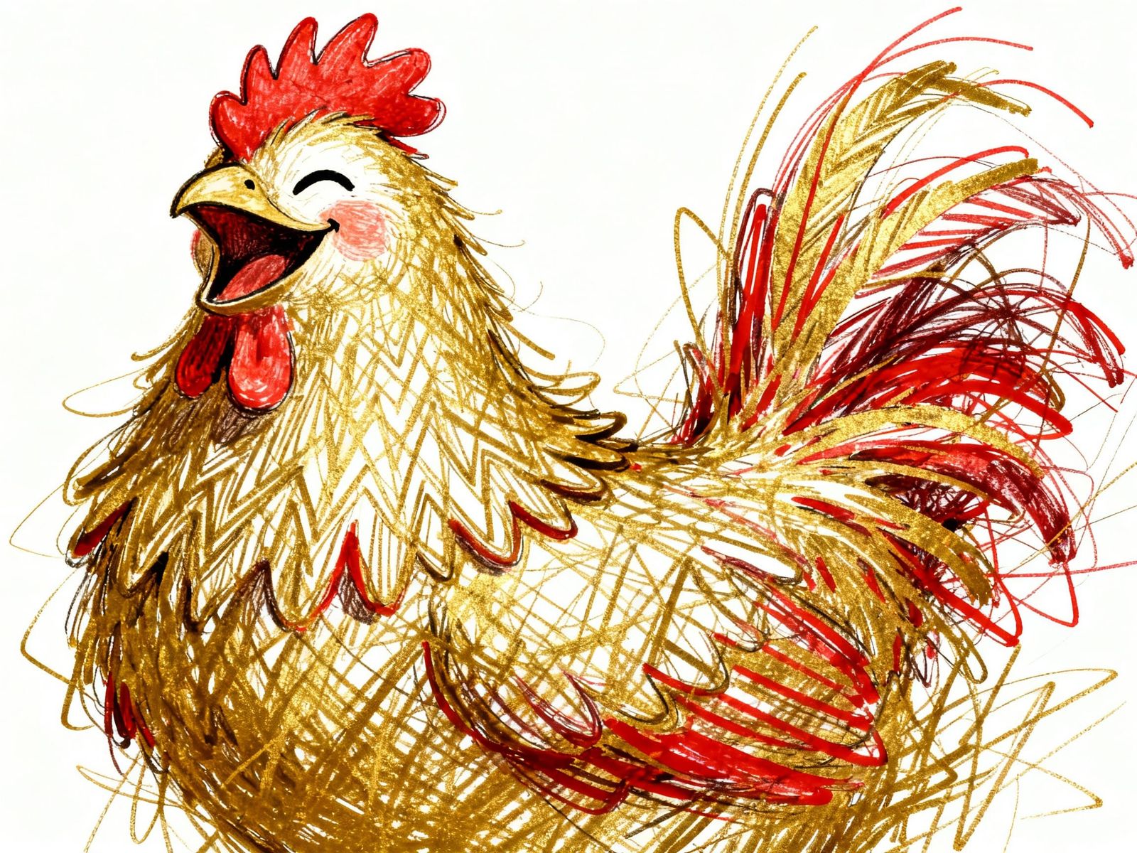 Laughing Monster Chicken in Chaotic Ink Lines